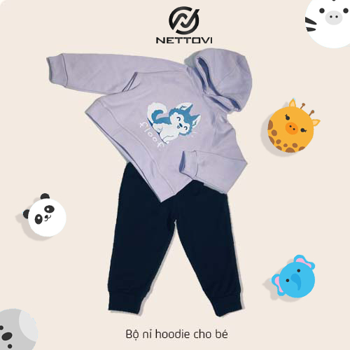 Áo Nỉ Hoodie Cho Bé, Bộ Nỉ Hoodie Có Mũ Thu Đông Dài Tay Cho Các Bé