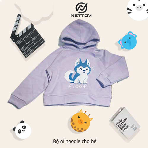 Áo Nỉ Hoodie Cho Bé, Bộ Nỉ Hoodie Có Mũ Thu Đông Dài Tay Cho Các Bé