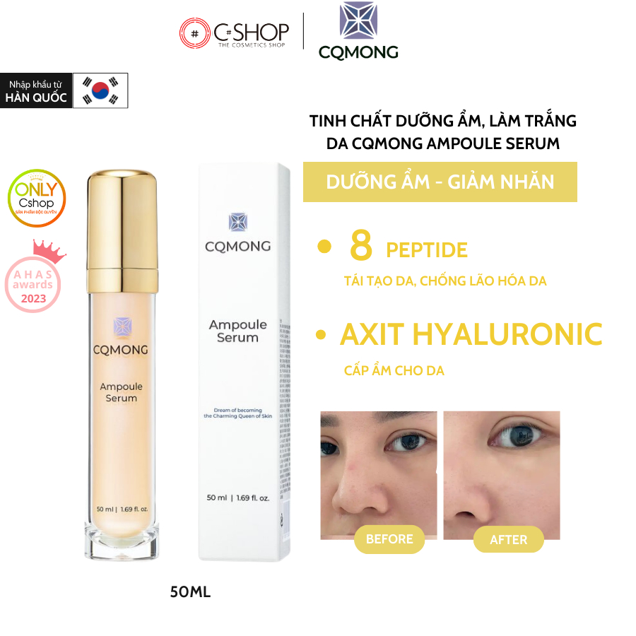 Tinh chất vàng dưỡng ẩm, hỗ trợ cải thiện lão hóa và làm trắng da CQMONG Ampoule Serum