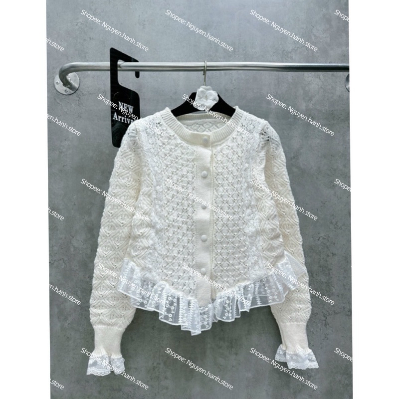 Áo Len Dài Tay Cài Khuy Bọc Pha Ren Siêu Hot