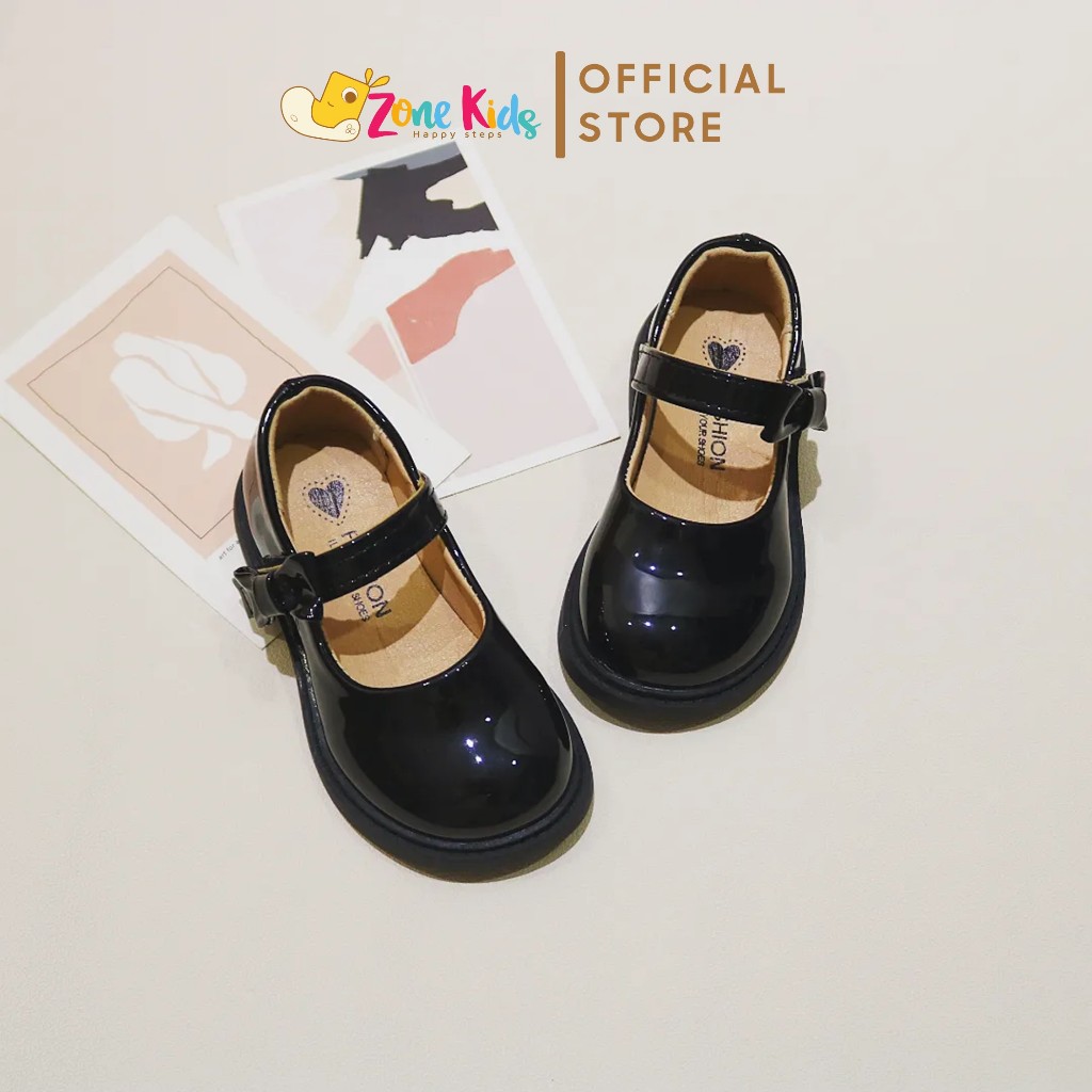 Giày búp bê da bóng nơ đính quai cho bé gái Zonekids - B51