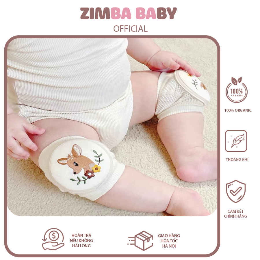 Đệm Lót Bảo Vệ Đầu Gối Cho Bé Tập Bò Tập Đi Thiết Kế Lưới Bên Trong Chất Liệu Coton Mềm Mịn Thoáng Khi An Toàn Zimbababy