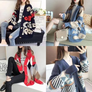 Áo len nữ xinh kiểu Hàn Quốc - 4 Mẫu khoác len form rộng phong cách Hàn Quốc thêu hình cực xinh - Danangsale