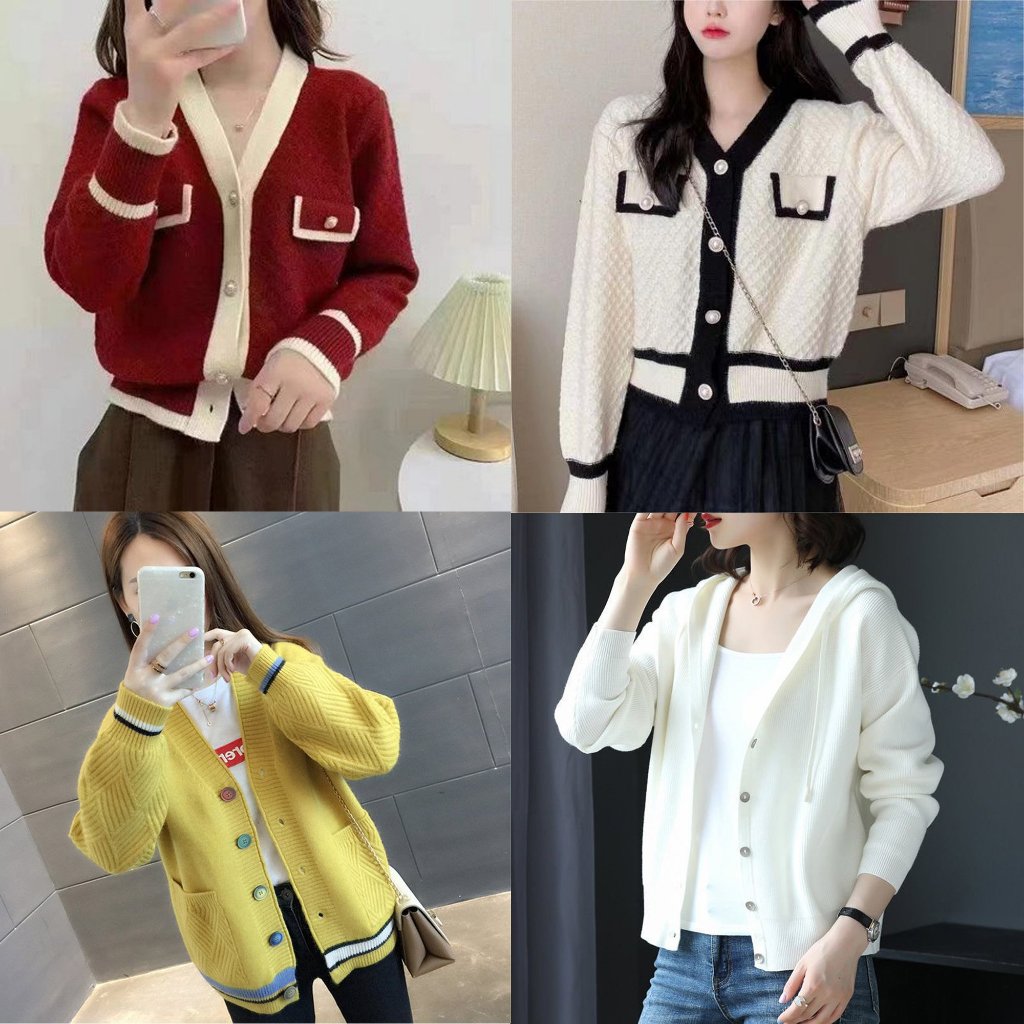 Áo len nữ cardigan Hàn Quốc - 4 mẫu khoác len cardigan dáng ngắn kiểu Hàn Quốc mới nhất 2023 - Danangsale