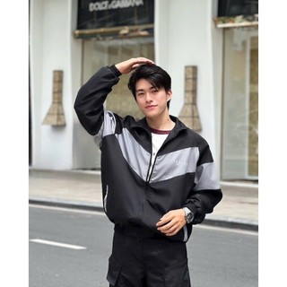 Áo Khoác Dù 2 Lớp Cổ Bẻ Nam Nữ Phối Sọc Áo In Logo TeeL Dày Dặn Cực Đẹp