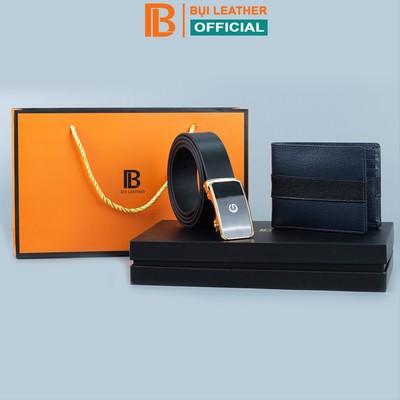 Combo ví thắt lưng nam CB101 Bụi Leather – da bò thật 100%, bảo hành 12 tháng