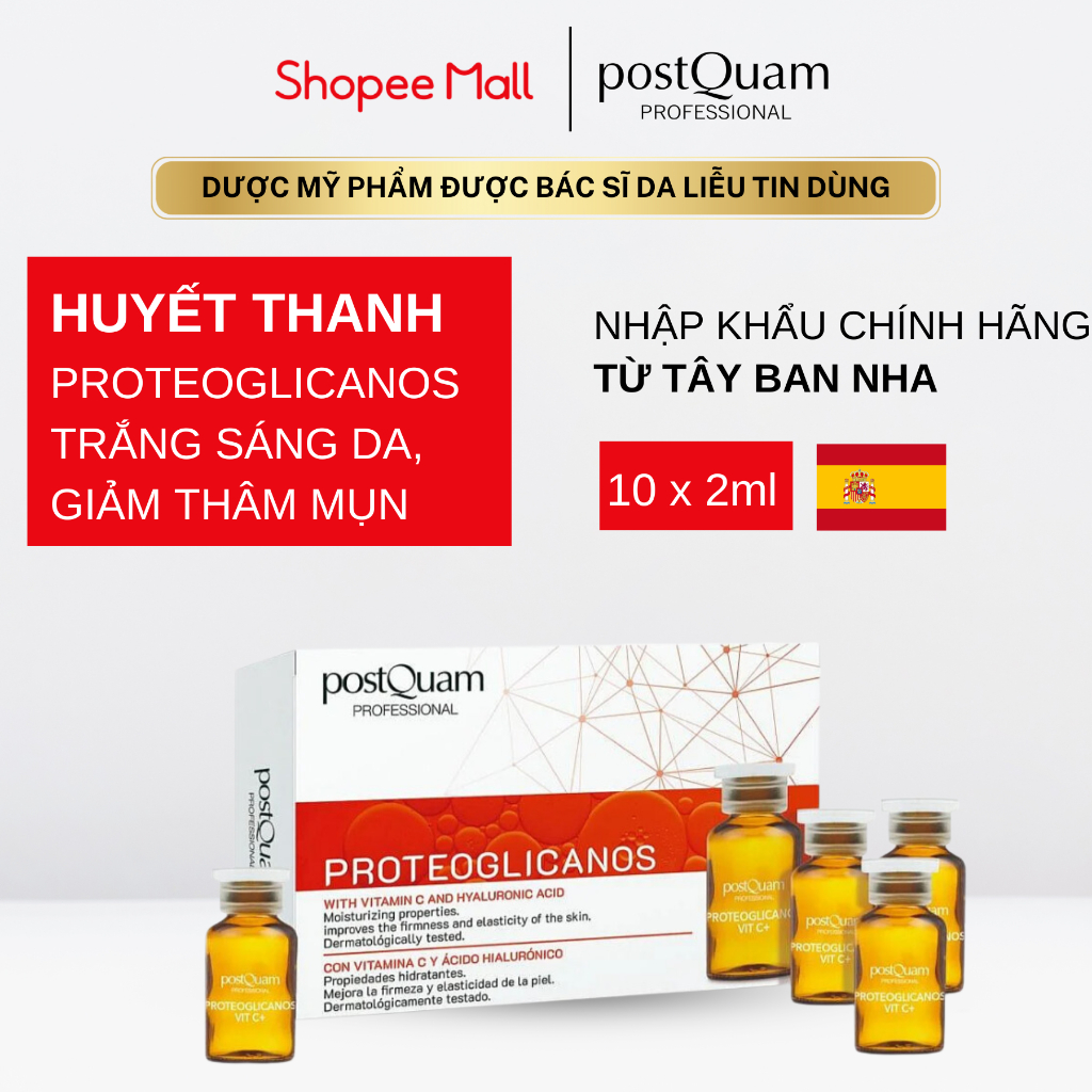 Lẻ 1 Ống Huyết Thanh Proteoglycan Căng Bóng, Trẻ Hóa Và Sáng Da POSTQUAM Proteoglican Vitamin C 2ml Q96