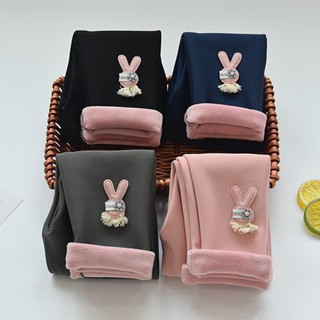  Quần quần lót lông cho bé quần legging lót lông đính thỏ mặc thu đông ấm áp cho bé vải cotton nguyên chất lót nhung 