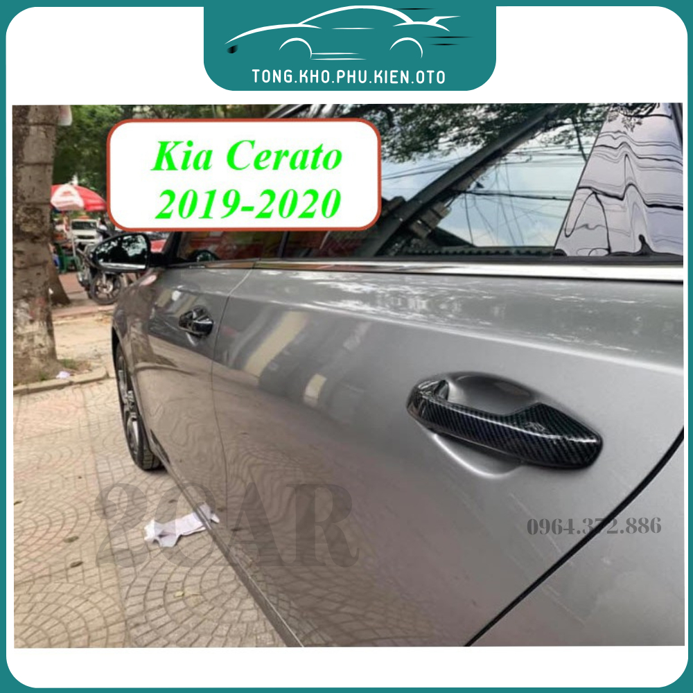 Ốp Tay nắm, Hõm Cửa cacbon xe Kia Cerato 2019- 2020- 2021-2022-2023 vân Carbon cao cấp - Ốp bảo vệ,trang trí tay nắm xe