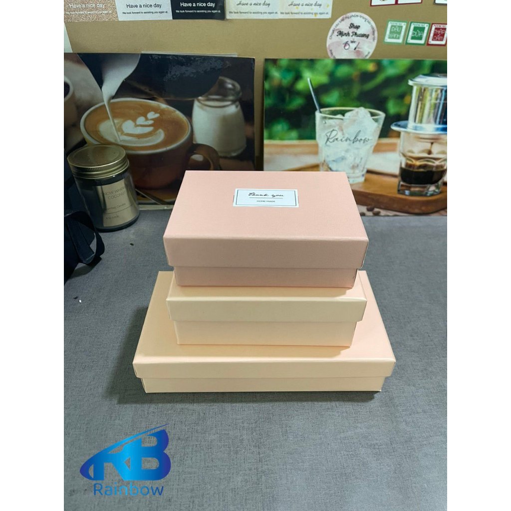Hộp quà tặng màu hồng thank you giá rẻ chất liệu cứng cáp
