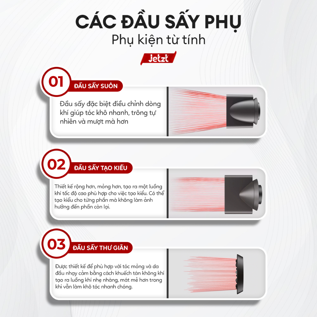 Máy sấy tóc Jetzt Hair Care HC09 hai chiều nóng lạnh bổ sung ion âm bảo vệ tóc tạo kiểu chuyên nghiệp