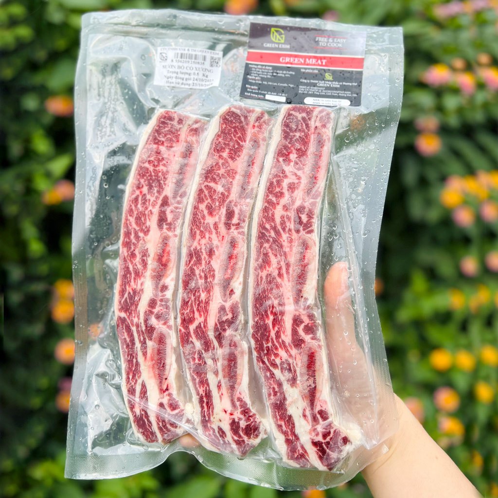 Sườn Bò Mỹ Nướng Có Xương, Sườn Bò 3 Xương Cao Cấp Đóng Khay 500g