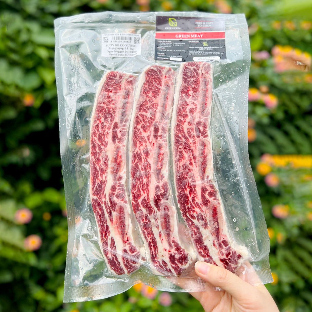Sườn Bò Mỹ Nướng Có Xương, Sườn Bò 3 Xương Cao Cấp Đóng Khay 500g
