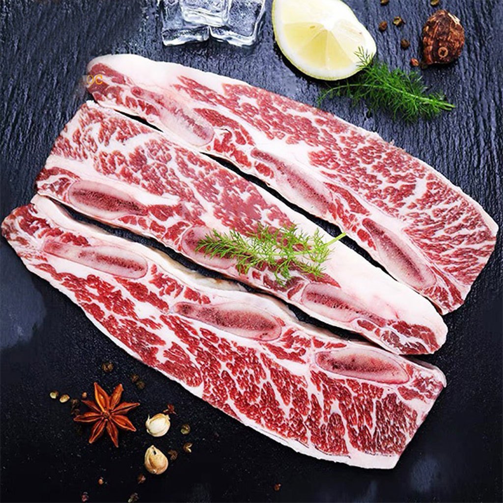 Sườn Bò Mỹ Nướng Có Xương, Sườn Bò 3 Xương Cao Cấp Đóng Khay 500g