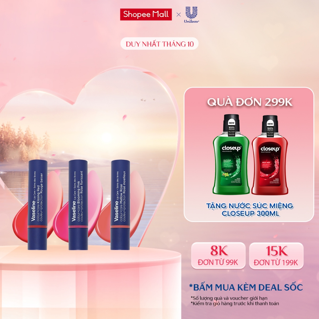 Son dưỡng môi Vaseline Colour+Care 3g (Mellow Rose/Kissing Red/Blooming Pink)