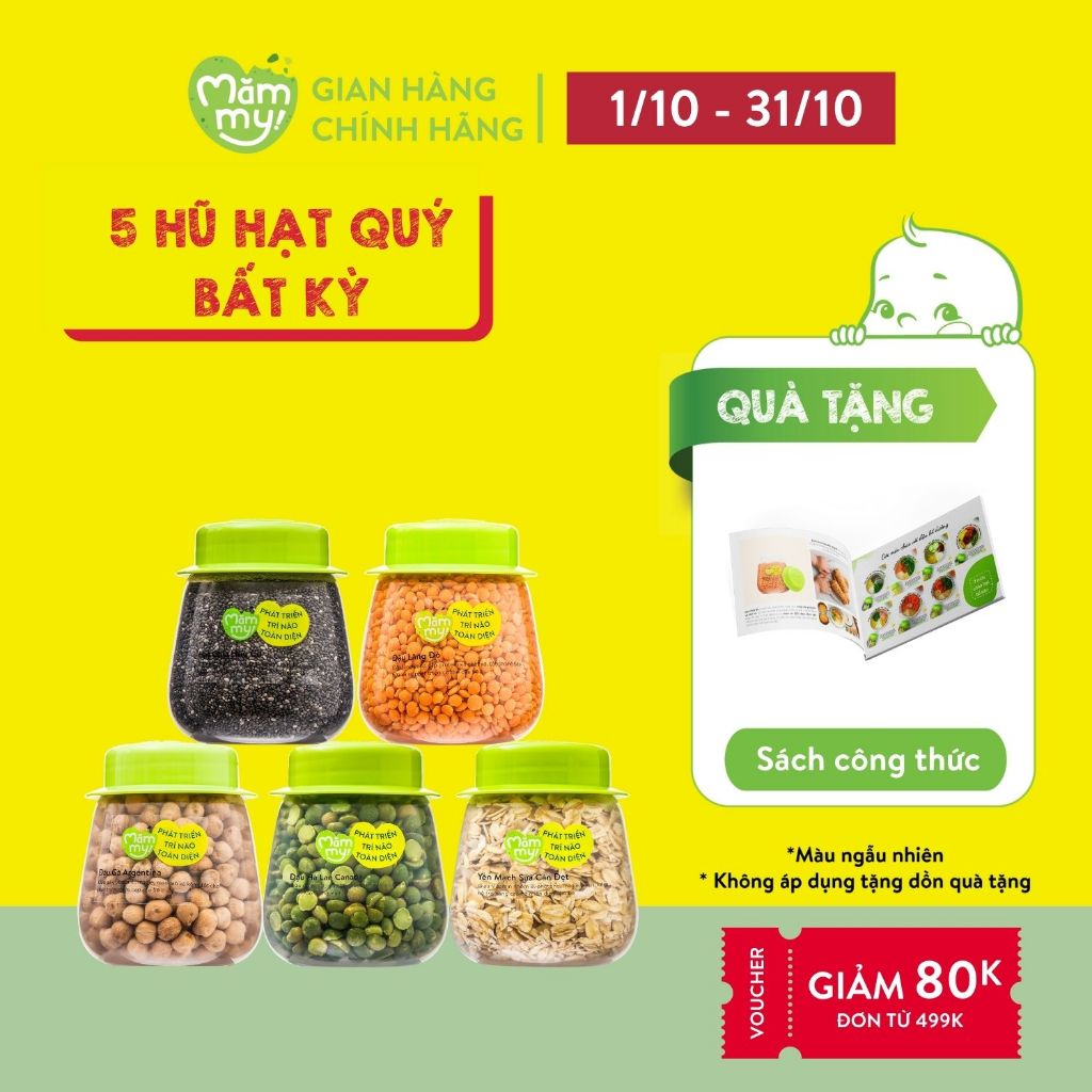 Đậu hạt hữu cơ cho bé ăn dặm Mămmy: Đậu lăng đỏ, đậu gà, quinoa, yến mạch sữa, hạt chia...Mămmy