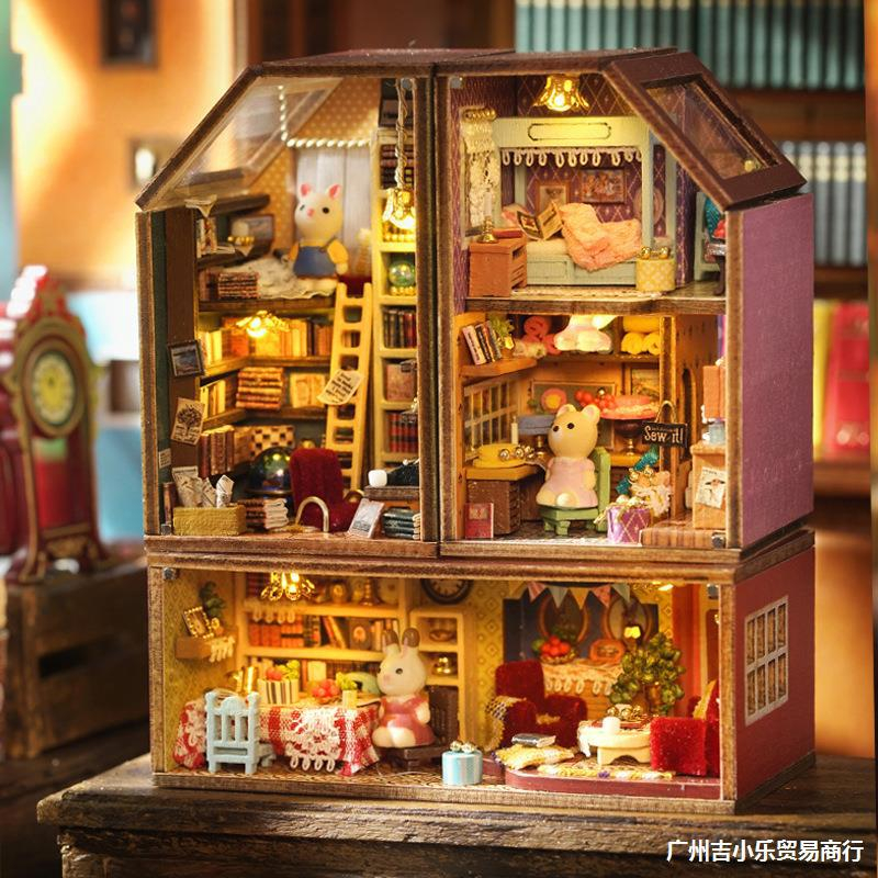 Mô hình nhà gỗ, nhà búp bê DIY Thị trấn Mini