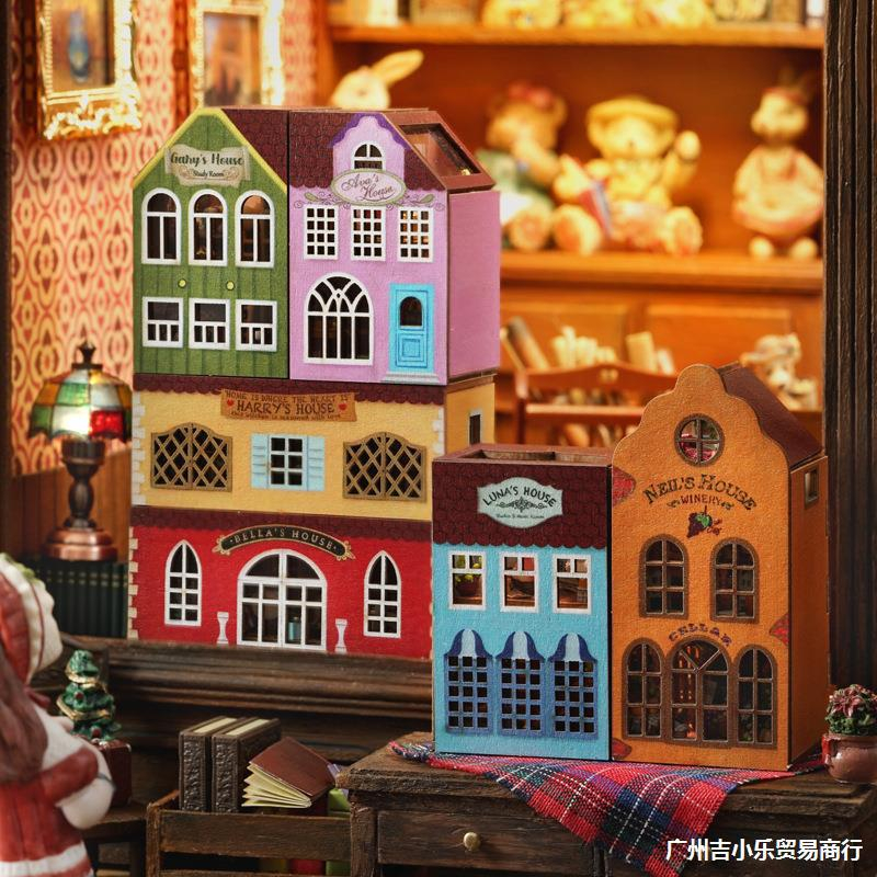 Mô hình nhà gỗ, nhà búp bê DIY Thị trấn Mini