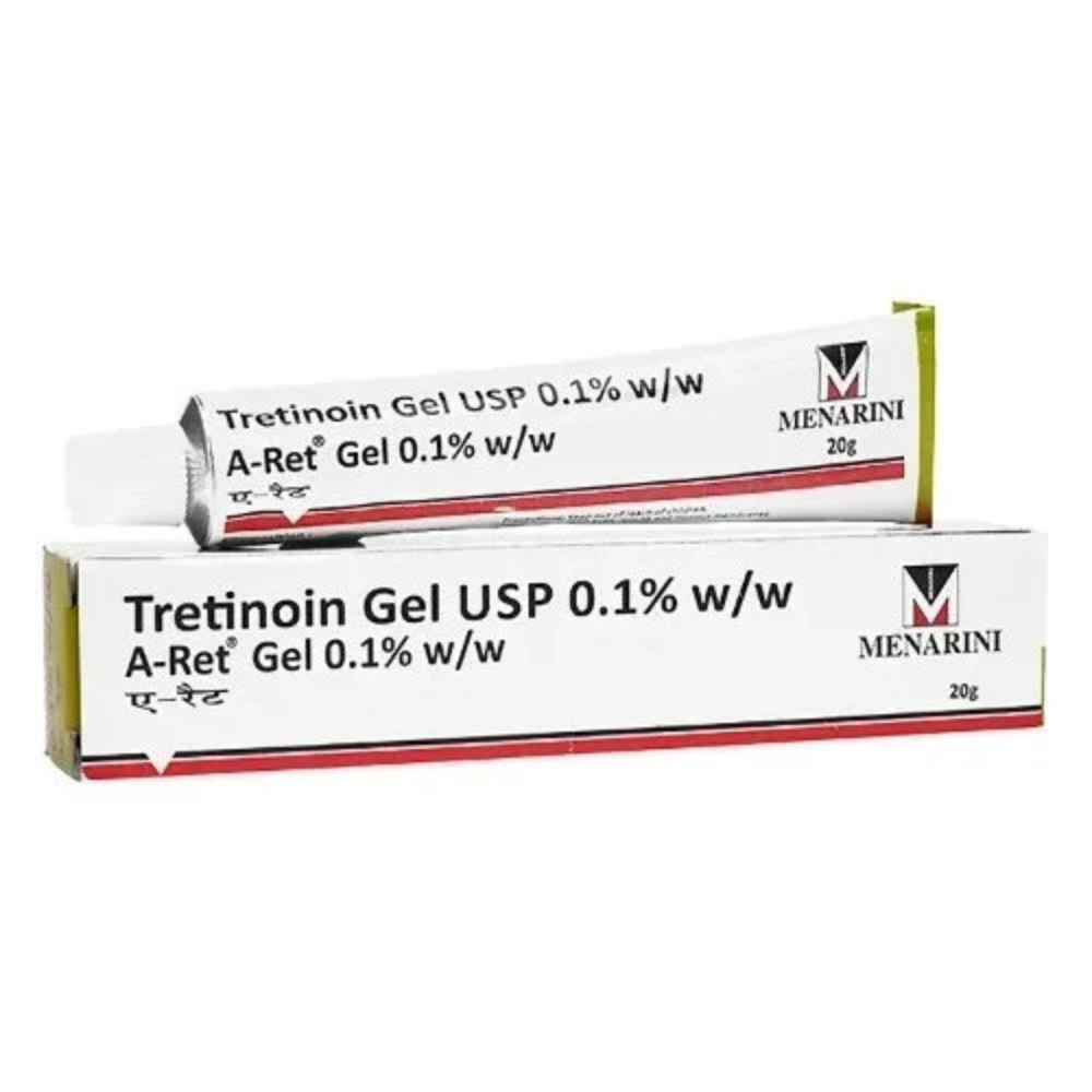 Vỏ hộpTretinoin Aret Gel Ngăn Ngừa Lão Hóa 0.1 / 0.05 / 0.025, Giúp giảm mụn, trẻ hóa da Tre Aret Ấn Độ