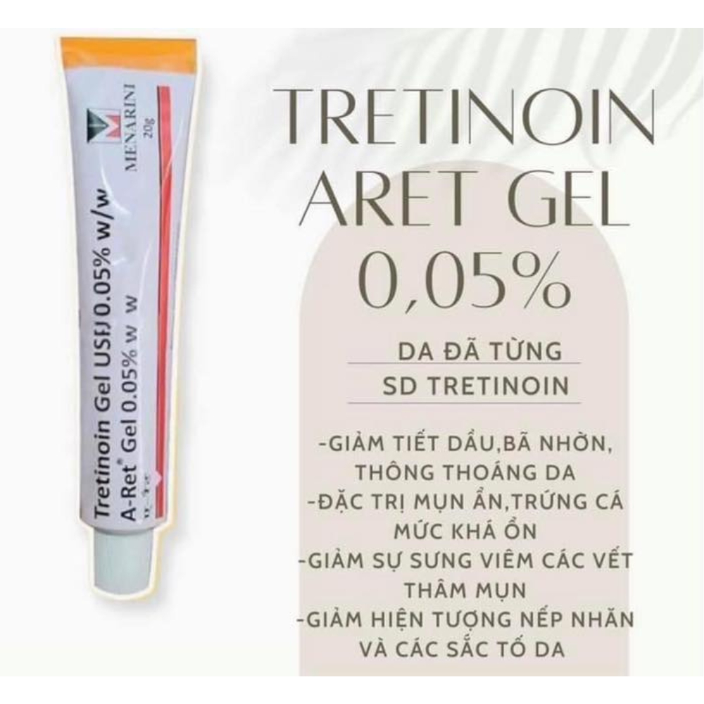 Vỏ hộpTretinoin Aret Gel Ngăn Ngừa Lão Hóa 0.1 / 0.05 / 0.025, Giúp giảm mụn, trẻ hóa da Tre Aret Ấn Độ