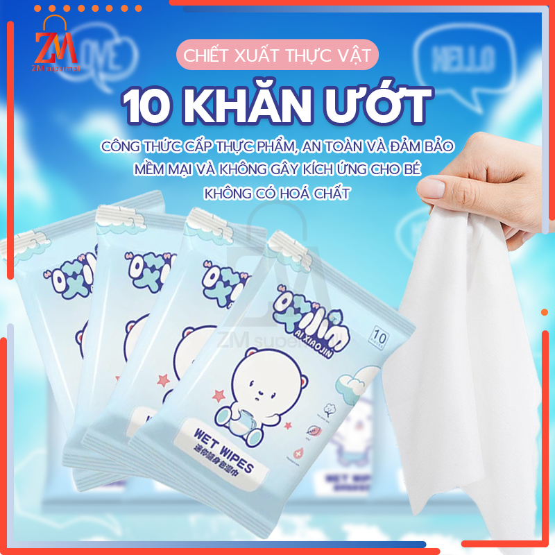 Khăn Ướt Lau Giày Oxilim Xanh Dương, Khăn ướt mini bỏ túi Dễ Dàng Mang Theo Chăm Sóc Người Lớn Và Trẻ Em