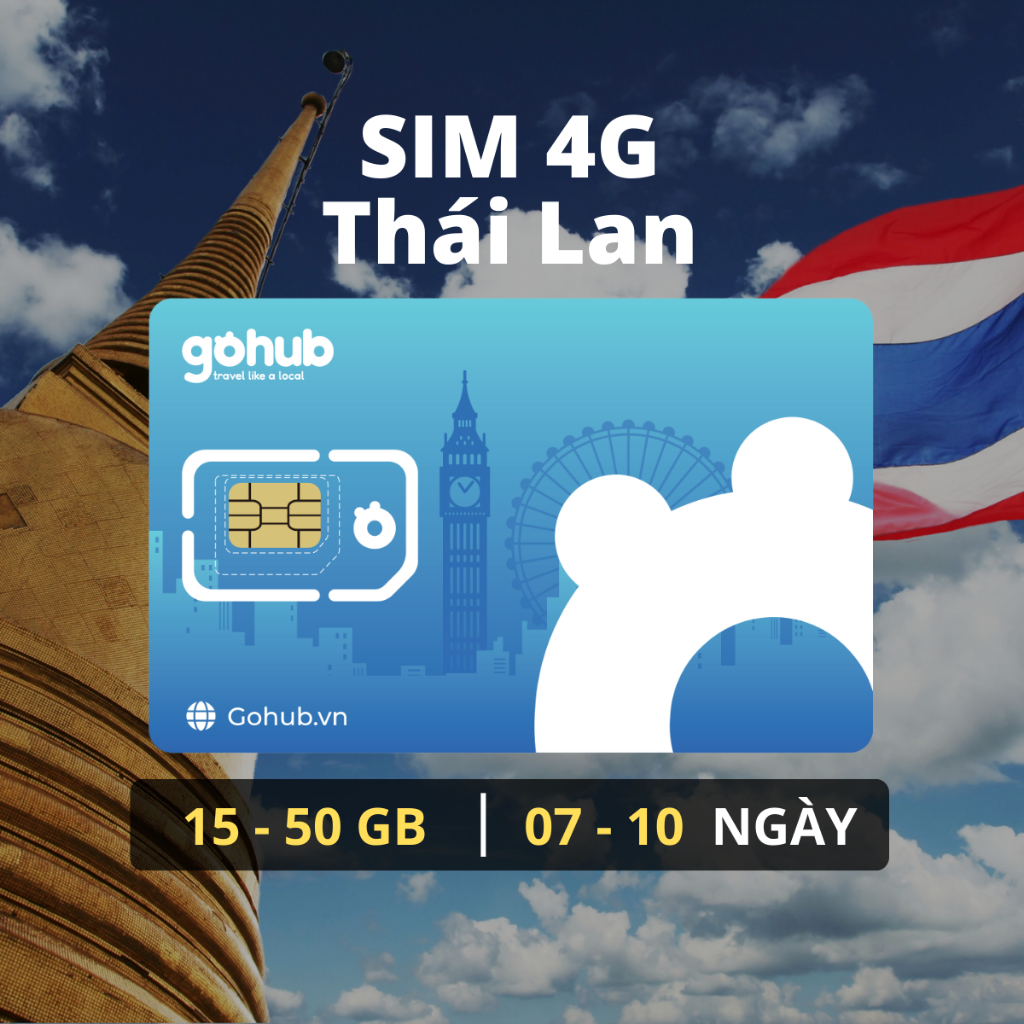 SIM 4G Du Lịch Thái Lan 15GB/8 ngày - 50GB/10 ngày - Tặng kèm que chọc SIM
