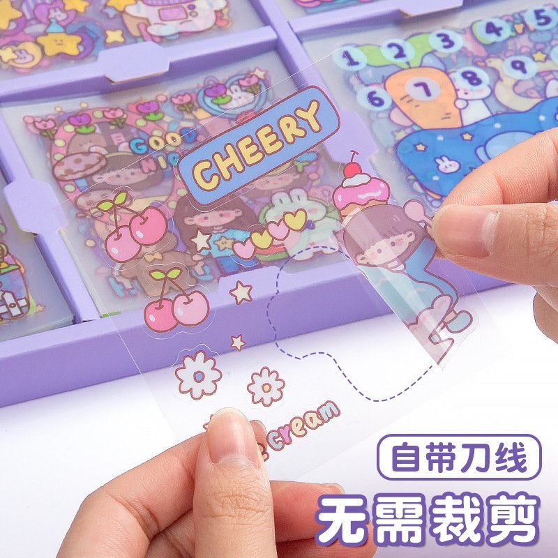 Bộ 200 miếng dán trang trí hoạ tiết hoạt hình dễ thương  cho bé gái DIY-HAPPYFUNNY