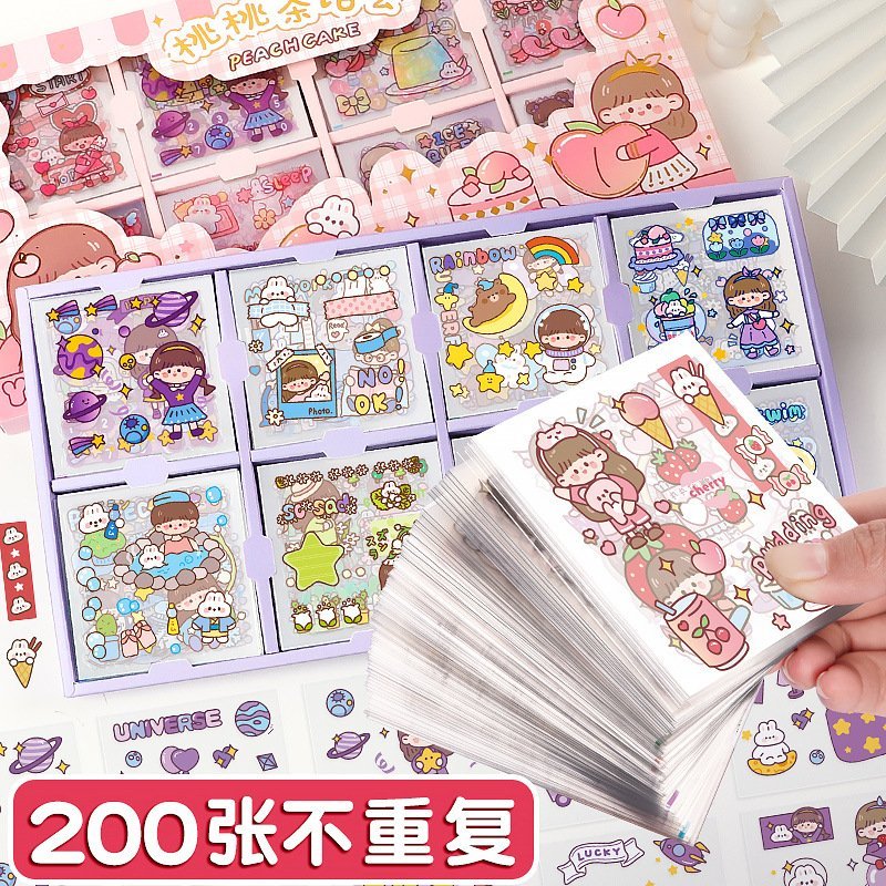 Bộ 200 miếng dán trang trí hoạ tiết hoạt hình dễ thương  cho bé gái DIY-HAPPYFUNNY