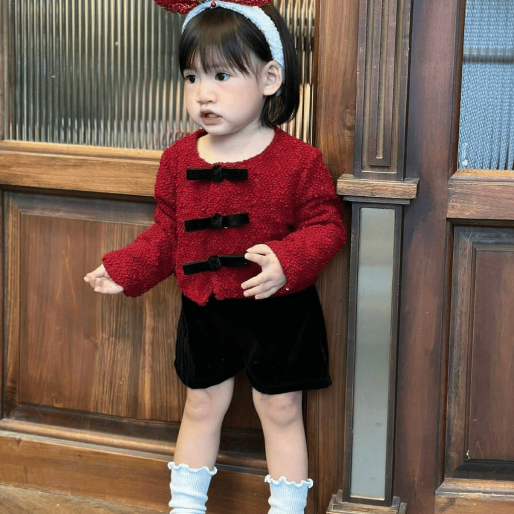 TT321 Bộ áo dạ 2 lớp và quần nhung cho bé gái - MOMCARE Fashion