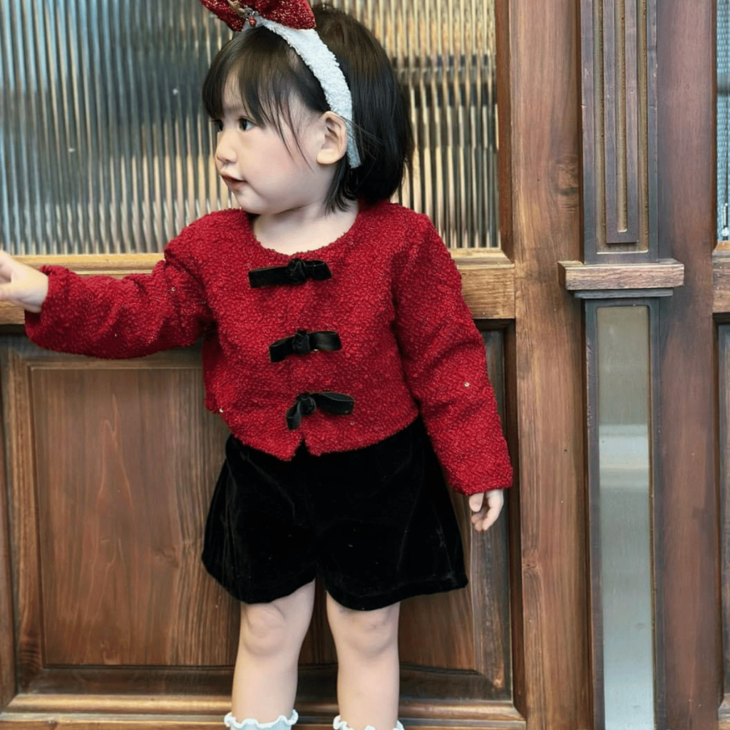 TT321 Bộ áo dạ 2 lớp và quần nhung cho bé gái - MOMCARE Fashion