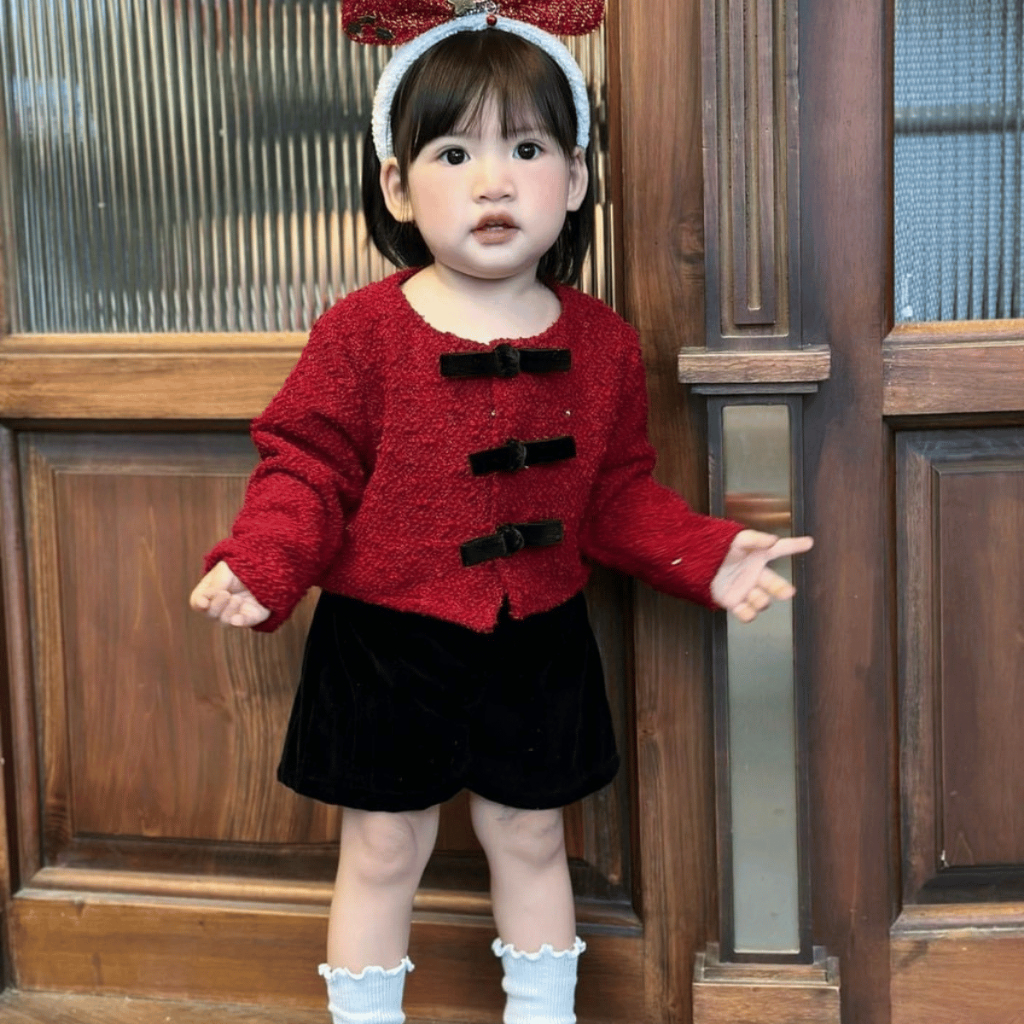 TT321 Bộ áo dạ 2 lớp và quần nhung cho bé gái - MOMCARE Fashion