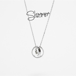 Dây Chuyền Nữ BẠC 925 CAO CẤP SHIMMER SILVER ORBIT Mặt Hình Tròn Đôi Lồng Ghép Nhau
