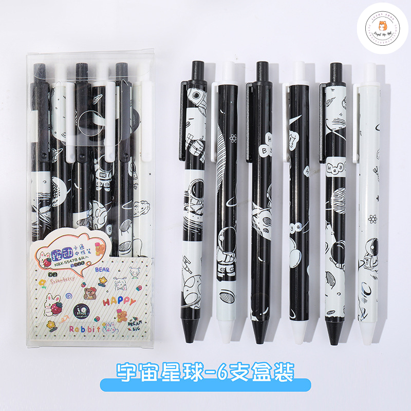 Bút bi nhấn mực đen hình hoạt hình xinh xắn
