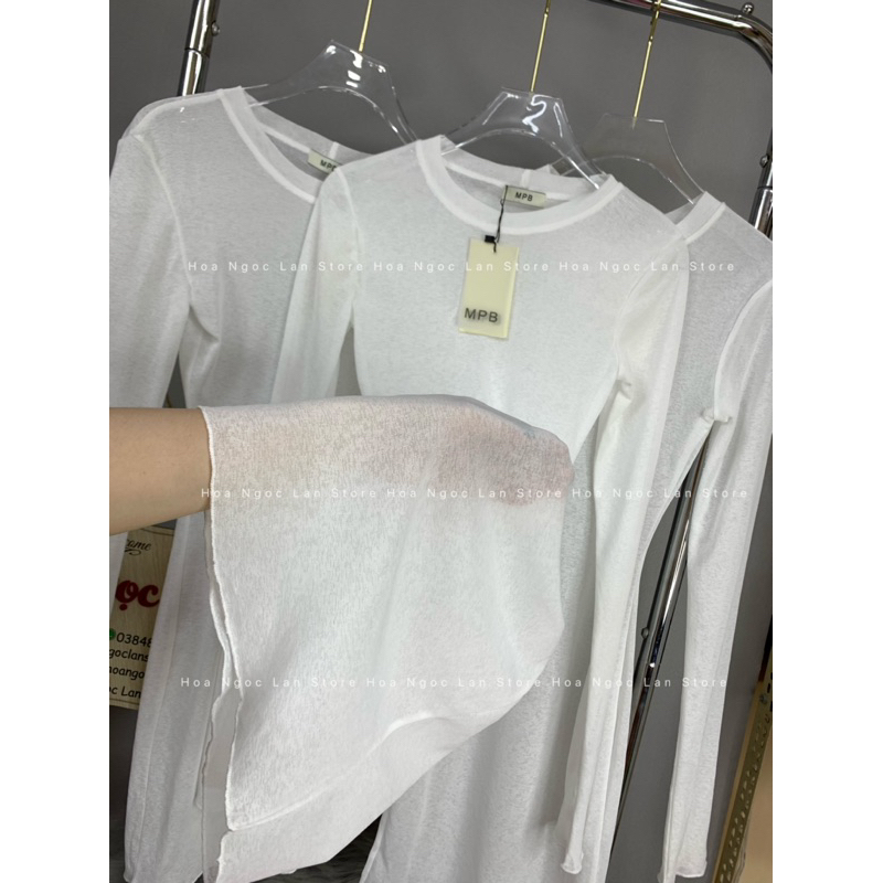 Váy body tay dài cổ tròn pha viền trắng mai phương bùi fulltagmac 2 tem