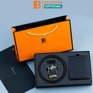 Combo ví thắt lưng nam CB102 Bụi Leather – da bò thật 100%, bảo hành 12 tháng
