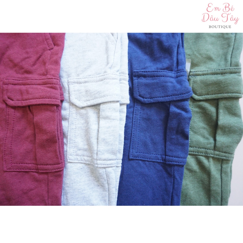 Quần jogger túi hộp bé trai 5-50kg thun da cá VNXK CA OSH. Quần dài túi hộp bé trai mẫu giáo, cấp 1, 2, 3, teen size nhí