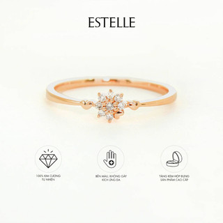 Nhẫn vàng hồng k10 bông hoa đính kim cương estelle