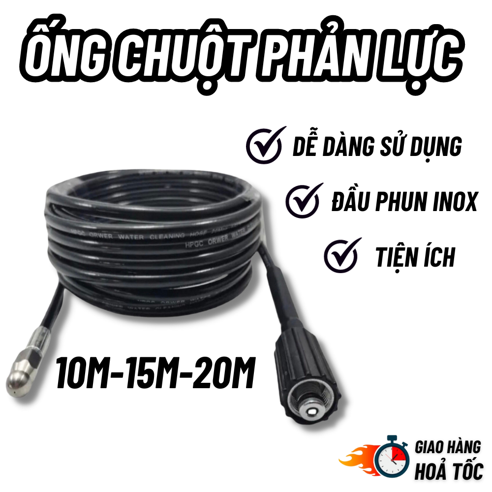 Ống Chuột Phản Lực, Ống Thông Tắc Cống 10M, 15M, 20M Chuột Phản Lực Phá Dị Vật Siêu Mạnh Tiện Lợi Dùng Cho Gia Đình