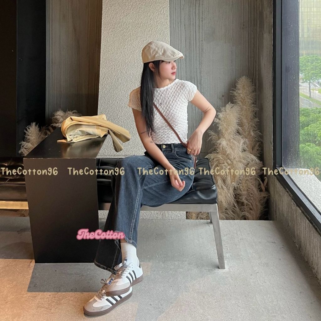 Quần jeans ống suông đứng mài ombre co giãn lưng cao TheCotton Quần bò ống đứng | BigBuy360 - bigbuy360.vn
