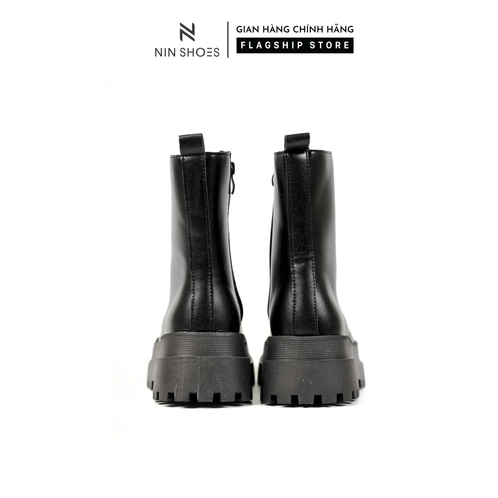 Giày boots martin đế cao mũi tròn chất da xịn Ninshoes phong cách hàn quốc lên chân mềm mại siêu hot Bom018