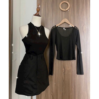 Hion Store - Set áo yếm cv đen