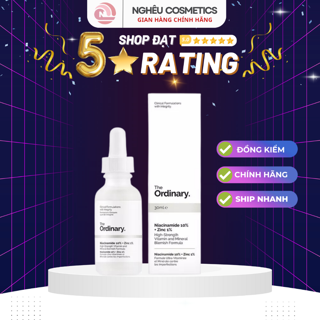 Serum The Ordinary Niacinamide 10% + Zinc 1% Sáng Da Thu Nhỏ Lỗ Chân Lông Giảm Mụn 30ml