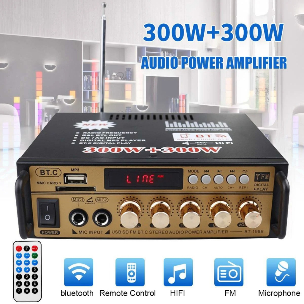 Ampli Mini Loa Amly Bluetooth 600W Hát Karaoke Gia Đình Xe Ô Tô