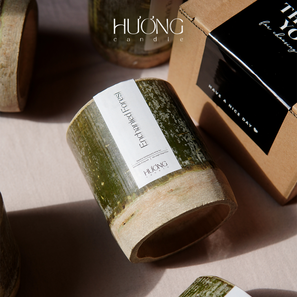 Nến thơm tinh dầu - Nến thơm cốc tre Organic, tinh dầu thiên nhiên giúp thư giãn, hỗ trợ giấc ngủ | HƯƠNG CANDLE