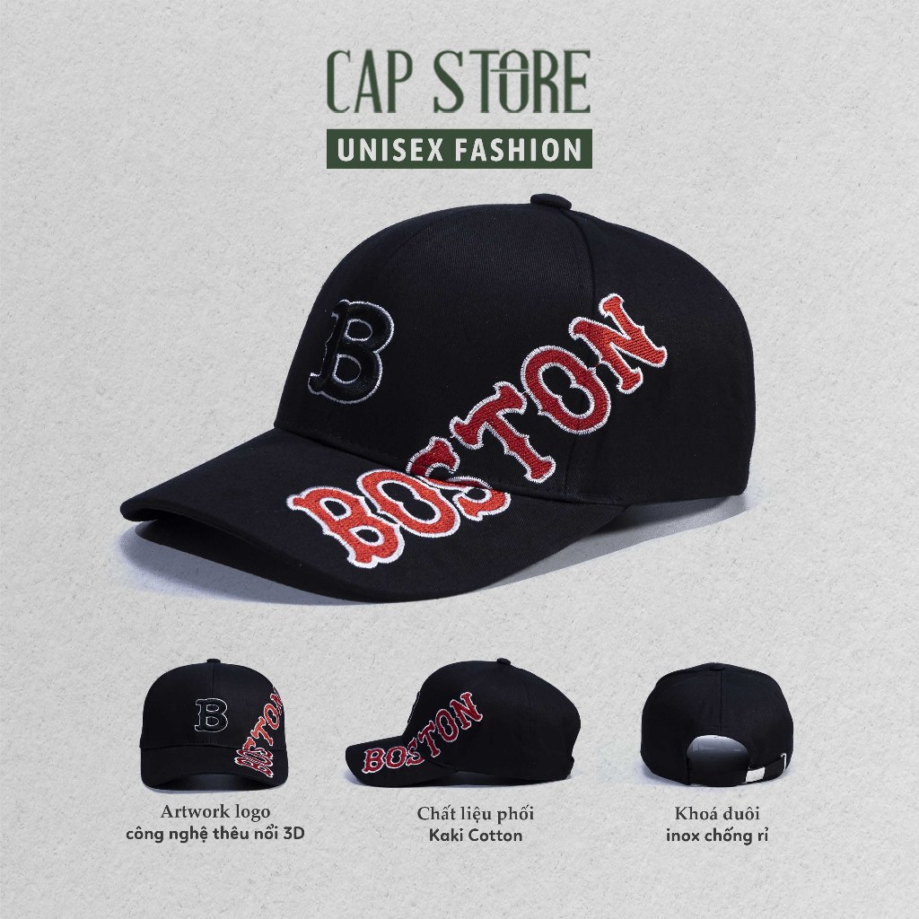Mũ kết thể thao Boston xuất dư - Nón lưỡi trai nam nữ thời trang cá tính unisex phom thể thao ulzzang Capstore