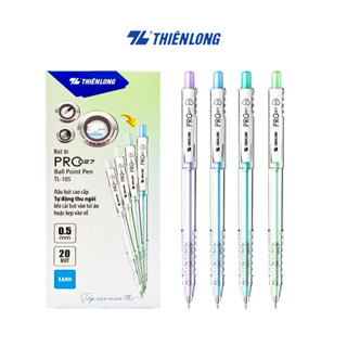 ( chính hãng Hộp 20  Bút bi màu pastel PRO 027 Thiên Long TL-105- 2 màu mực- Xanh/ Đen/đỏ