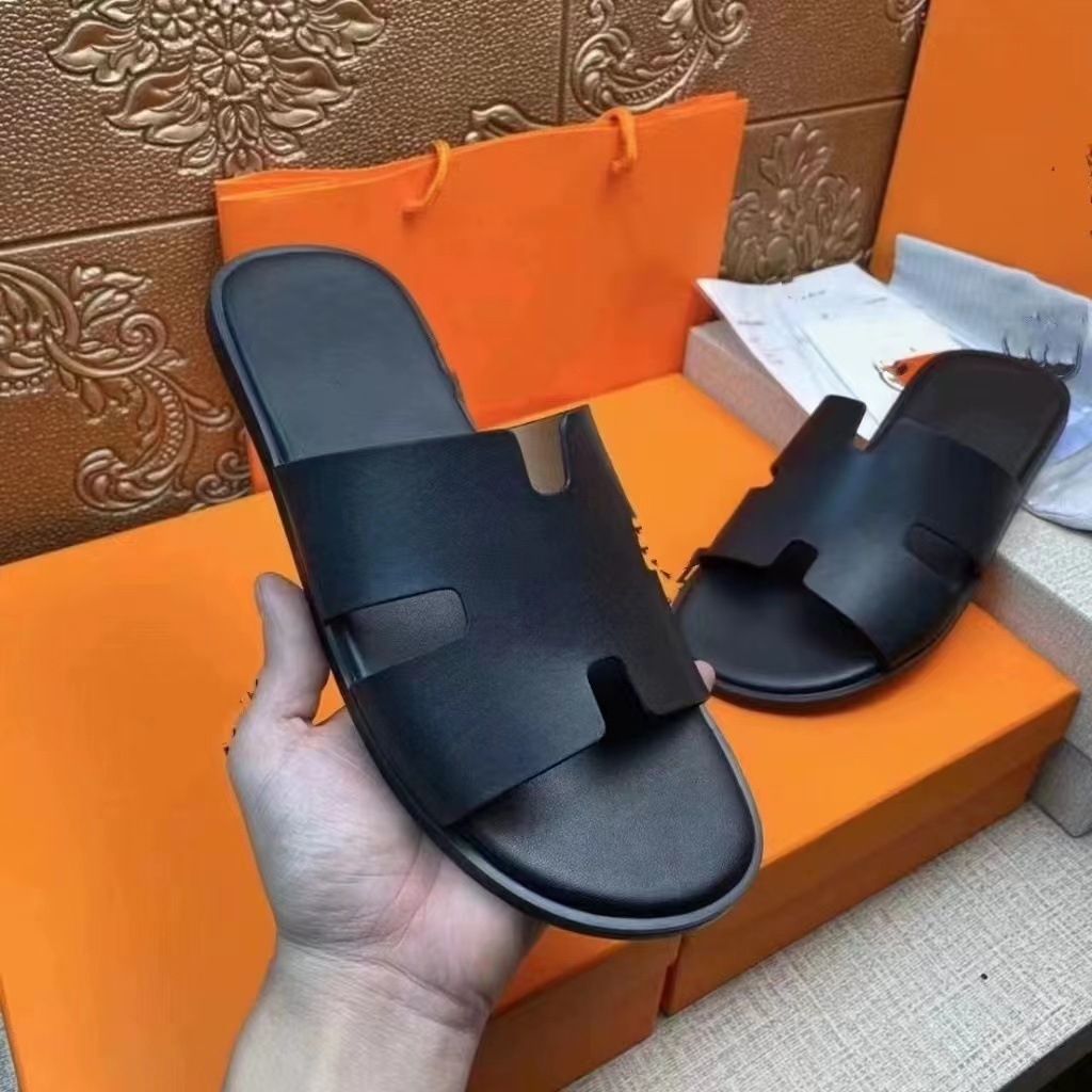 Dép chữ h quai ngang da bò cao cấp thương hiệu N&L Leather, Dép hermes nam thời trang công sở đi làm