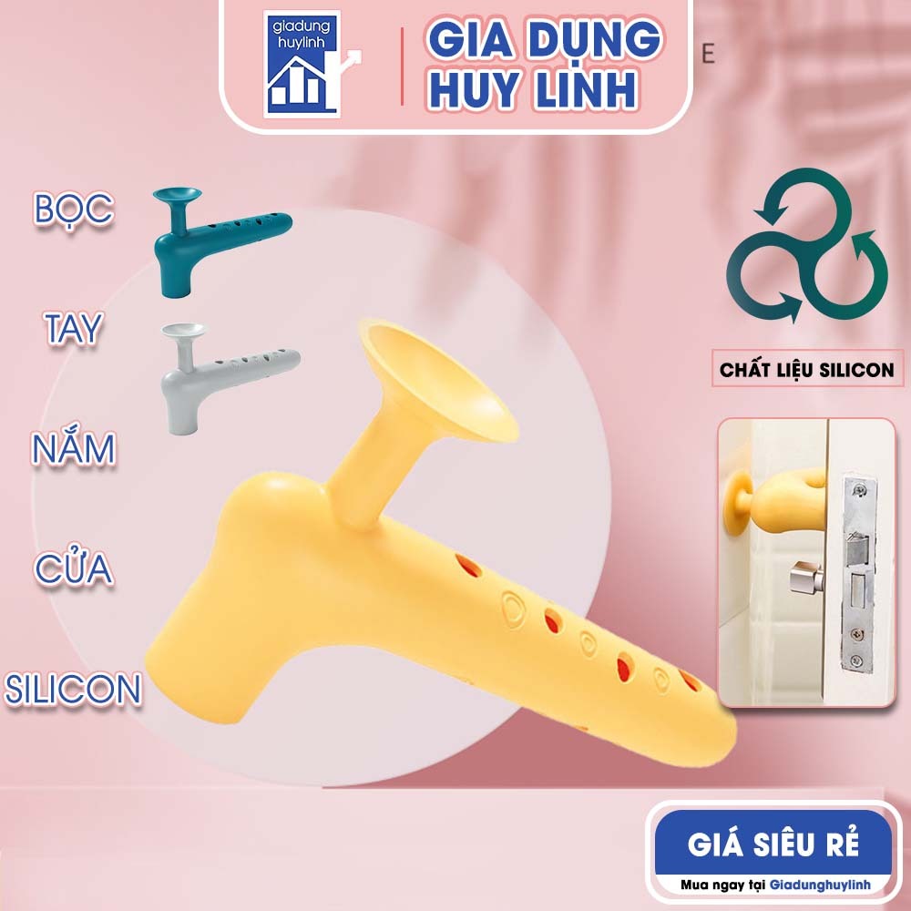 Bọc tay nắm cửa chống va đập, Vỏ bọc khóa cửa silicon có giác hút cố định chống va chạm bảo vệ an toàn cho bé