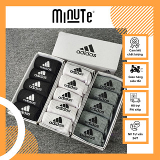 Tất ADIDAS dệt kim co giãn cao cấp ba màu trắng, đen, xám, vớ ADIDAS dày dặn thoáng mát, không hôi chân Minute