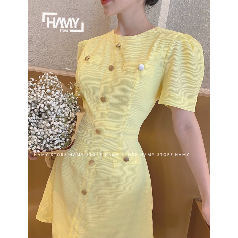 Đầm Sọc Gân Cổ Tròn